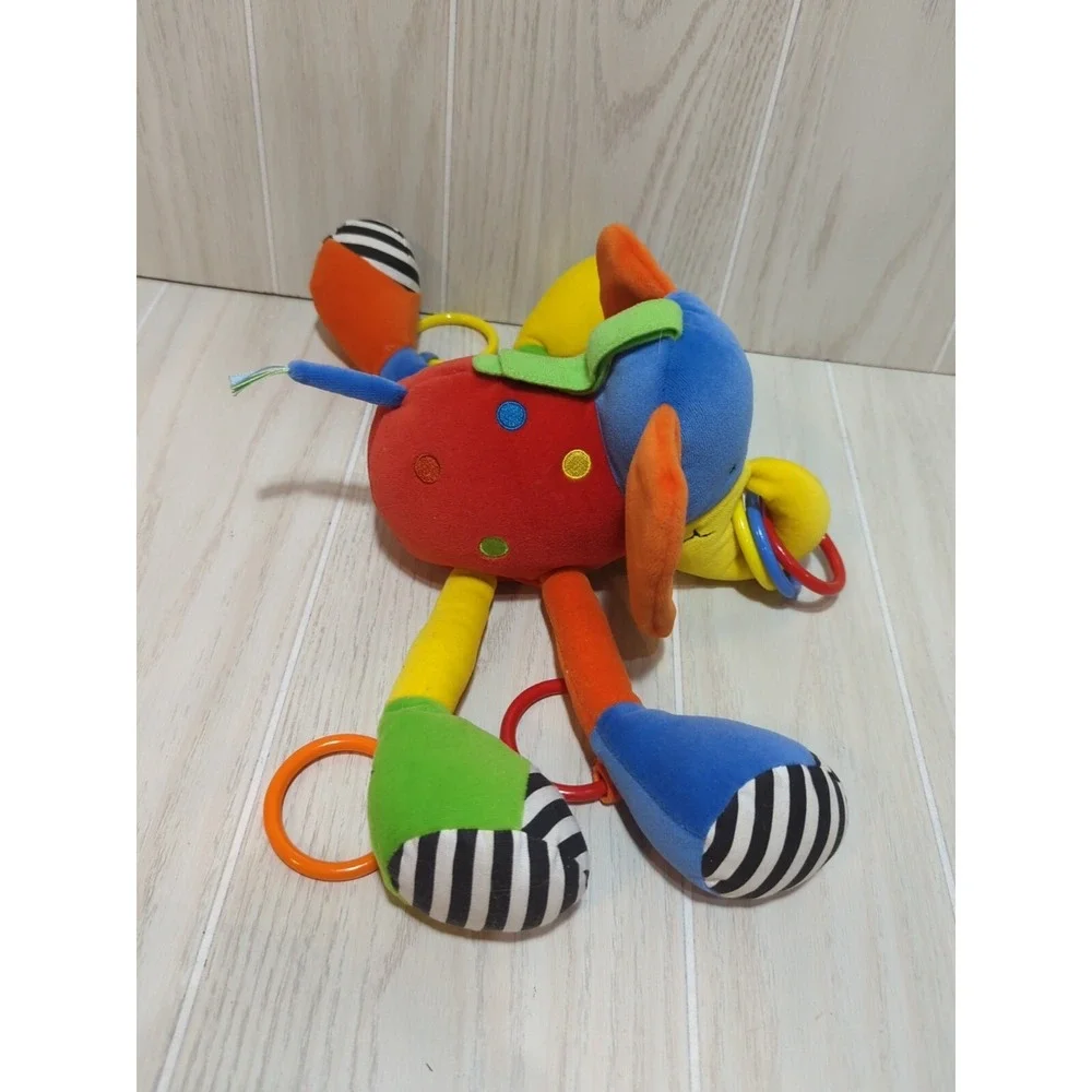 Jellycat Jelly kitten multi-colored elephant chime rattle rings nose feet stripe